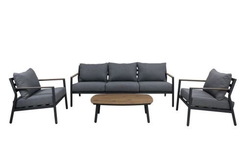 Conjunto de Jardín COPENHAGUE Estructura Aluminio Antracita con Cojines Gris
