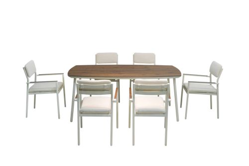 Conjunto de Jardín COPENHAGUE Aluminio Blanco con 6 Sillones