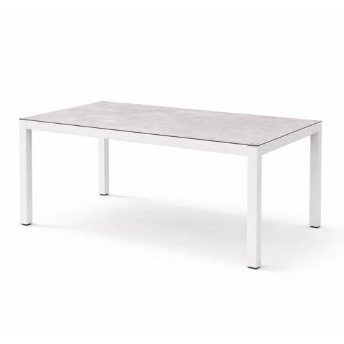 Mesa de Jardín RUMANIA Estructura de Aluminio Blanca con Cristal Cerámico