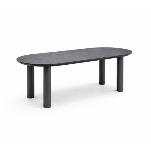 Mesa de Jardín ALGECIRAS Antracita 180 cm Estructura Mármol y Aluminio