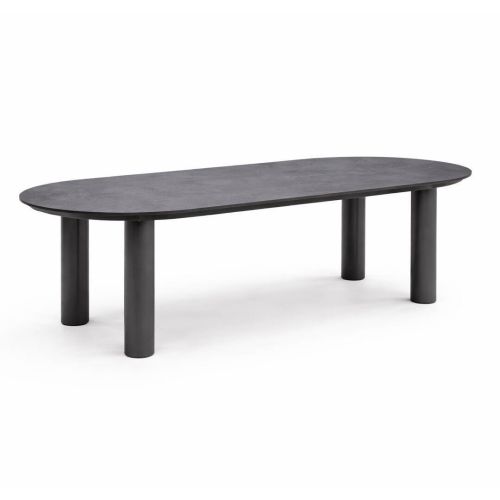 Mesa de Jardín ALGECIRAS Antracita 240 cm Estructura Mármol y Aluminio