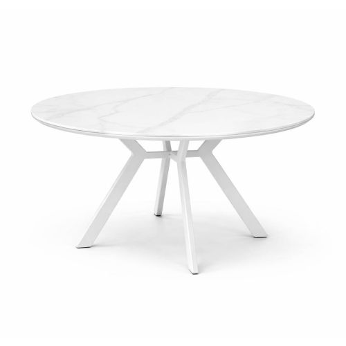 Mesa de Jardín BARCELONA Redonda Cerámica Blanca 110 cm