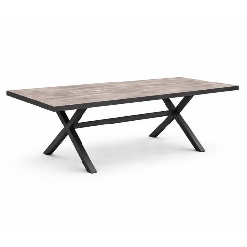 Mesa de Jardín GALICIA Antracita con Tablero Cerámico Madera