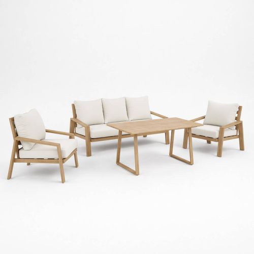 Conjunto de Jardín NORUEGA en Aluminio Acabado Madera