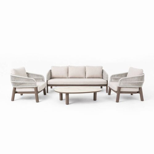 Conjunto de Jardín CARPIO en Aluminio Taupe y Cuerda Beige