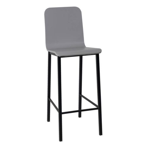 Taburete de Cocina TEBA con Patas en Negro y Asiento de Madera