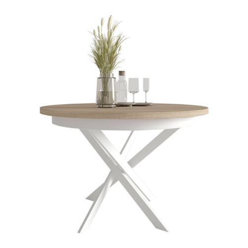 Mesa de Comedor Redonda Extensible con Patas Metálicas M825