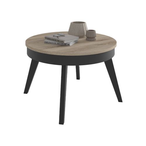 Mesa de Centro Elevable Redonda de Melamina con Patas Metálicas Inclinadas M837