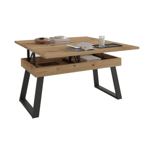 Mesa de Centro Elevable Rectangular con Patas Metálicas Trapecio M838