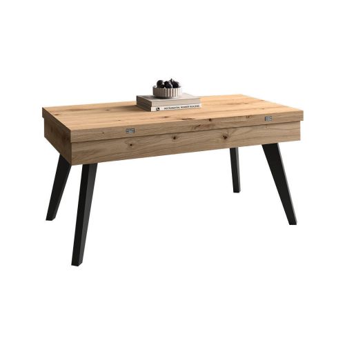 Mesa de Centro Elevable Rectangular en Melamina con Patas Metálicas Inclinadas M839
