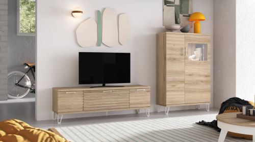 Composición de Salón KRONOS.5 260 cm en Acabado Roble Natural N 607