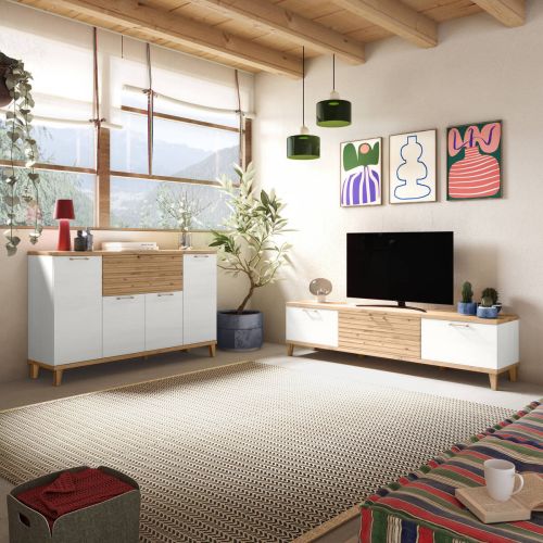 Conjunto de Salón KRONOS 5 en Blanco Polar y Artisan N 628