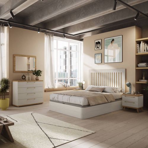 Dormitorio de Matrimonio KRONOS 5 de Melamina Polar y Artisan N 809