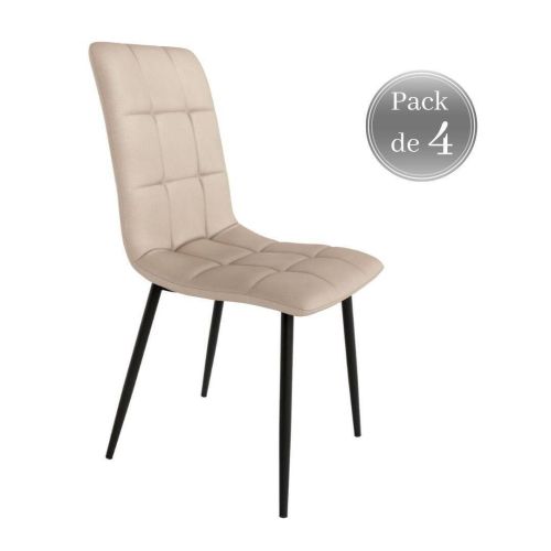 Pack de 4 Sillas de Comedor LISBOA Asiento Tapizado color Beige CG1116BE