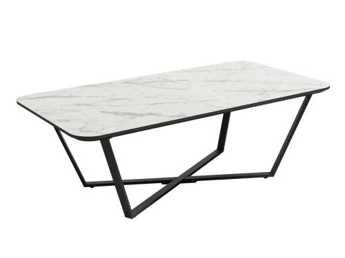 Mesita Auxiliar rectangular EGEO de MDF Biselada Estructura Metálica Negra de 120 cm carrara CG1036NR