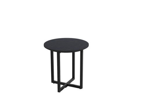 Mesita Auxiliar Redonda EGEO de MDF Biselada Estructura Metálica Negra de 40 cm marquina CG1044NQ