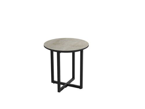 Mesita Auxiliar Redonda EGEO de MDF Biselada Estructura Metálica Negra de 40 cm porland CG1044NP