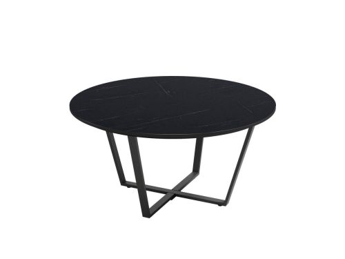 Mesita Auxiliar Redonda EGEO de MDF Biselada Estructura Metálica Negra de 80 cm marquina CG1040NQ