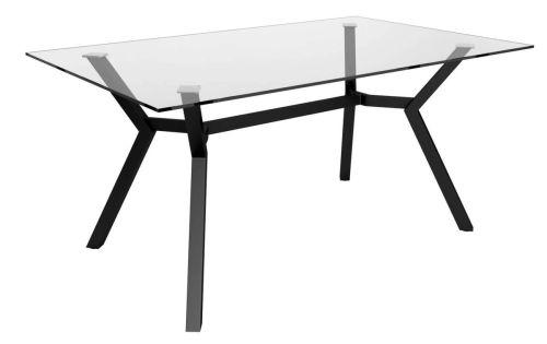 Mesa de comedor rectangular ALBORAN fija negra 160 cm con tablero de cristal CNG007NL