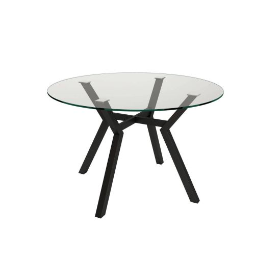 Mesa de comedor redonda ALBORAN fija negra 120 cm con tablero de cristal CNG007NL