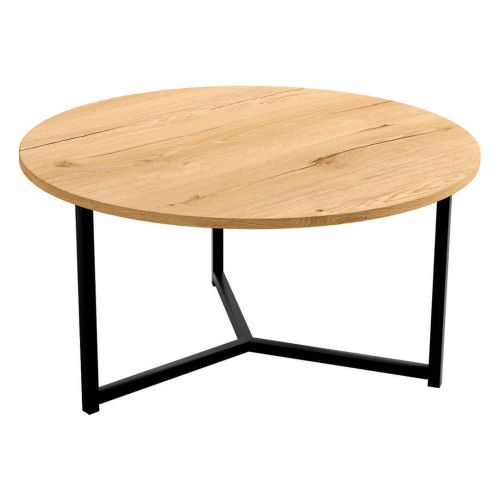 Mesa de Centro Redonda PACÍFICO con Patas de Metal Negro