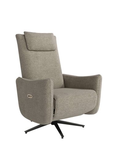 Butaca Giratoria MEGAN 360° Relax eléctrica 1 Motor con USB tapizada en Tela con Patas de Metal