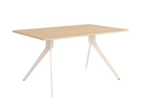 Mesa de comedor fija ISEO de Melamina Estructura Metálica Marfil 140 cm