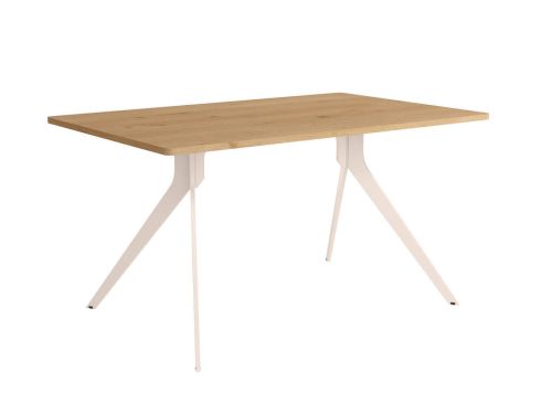 Mesa de comedor fija ISEO de Melamina Estructura Metálica Marfil 160 cm