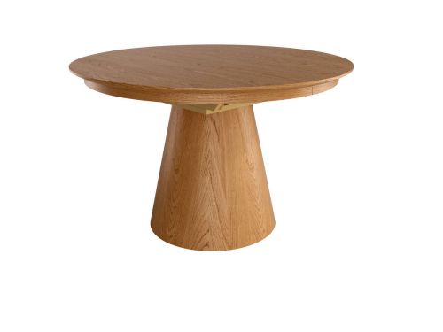 Mesa de Comedor NAMIB Redonda Extensible de 120-160 cm con Sobre de Roble Biselado