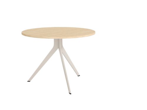 Mesa de comedor redonda fija ORTA Melamina-Metal 120 cm Acabado Marfil