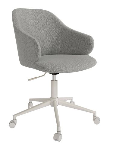 Silla giratoria con ruedas ZURICH tapizada y patas metálicas Color Blanco