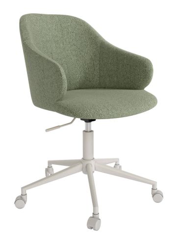 Silla giratoria con ruedas ZURICH tapizada y patas metálicas Color Blanco
