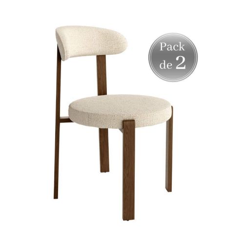 Pack 2 Sillas de Comedor CASPER Tapizada en Champán con Patas de Metal CG2282CH