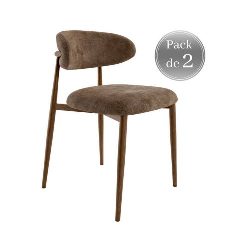 Pack de 2 Sillas de Comedor PEREIRA Tapizada con Acabado Madera
