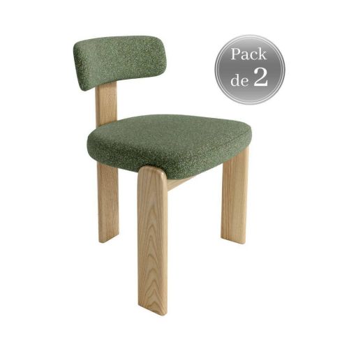 Pack de 2 Sillas de Comedor NORI Tapizada con Patas Roble
