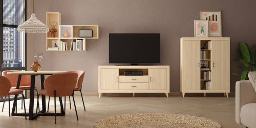 Composición Modular Salón de Melamina MOON EVO Nº 1 Blanco Alpin