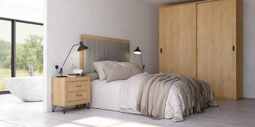 Dormitorio de melamina JORDAN EVO Nº 25 Acabado Roble y Humo
