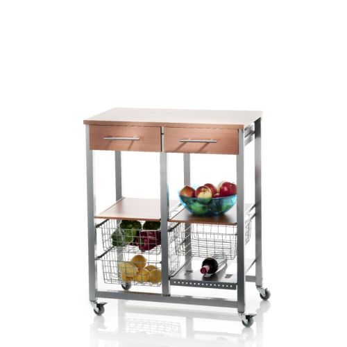 Carrito de Cocina OSLO con Dos Cajones y Botellero
