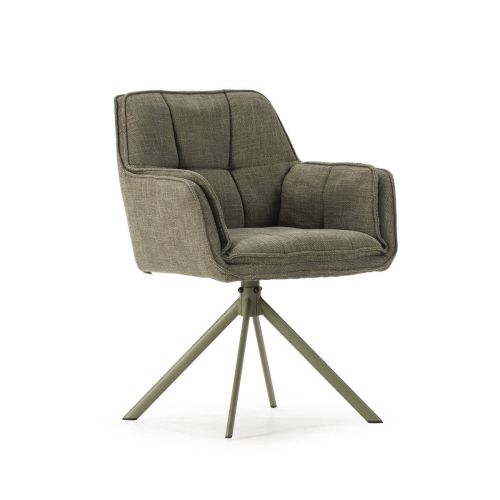 Sillón Giratorio KEIKO con Respaldo Acolchado y Patas en Color Verde