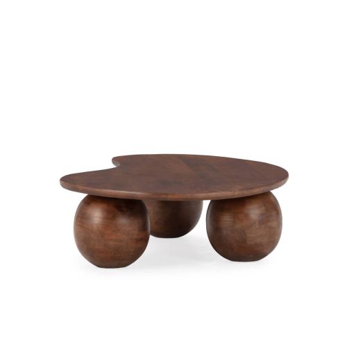 Mesa de Centro ALISHA de Diseño Orgánico en Madera de Mango Marrón