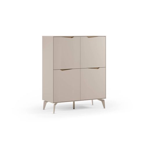 Mueble Auxiliar Alto JADEN de 4 Puertas con Acabado Crema y Roble