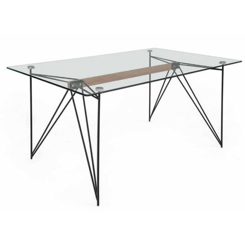 Mesa de Comedor BUCLE de Cristal Templado y Acero Negro