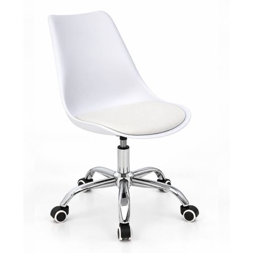 Silla de Escritorio PAMPA Base Cromada con Ruedas Blanco
