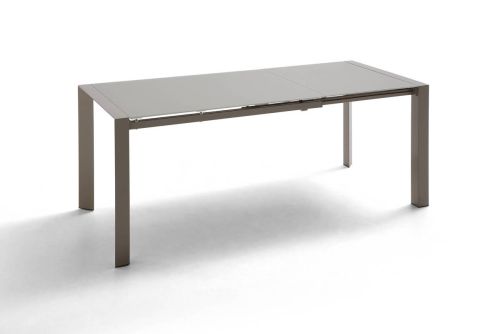 Mesa de Comedor Extensible AVANCE de Cristal y Acero Visón
