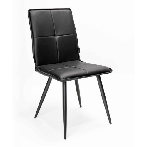 Silla de Comedor CANDELA Acolchada en Ecopiel con Acero Negro