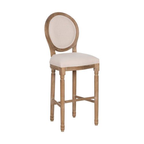Taburete Alto Blanco-Natural de 116 cm con Asiento y Respaldo Tejido 611287