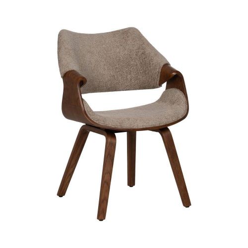 Silla Tapizada Beige con Respaldo de Madera Natural 61 cm 612642