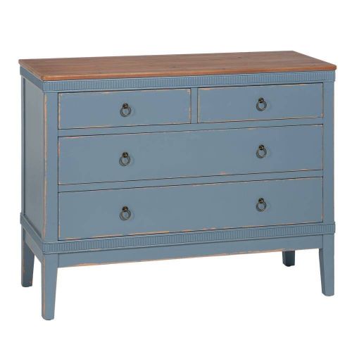 Cómoda de Madera Azul con Cajones Asimétricos y Estilo Moderno 115 cm 610590