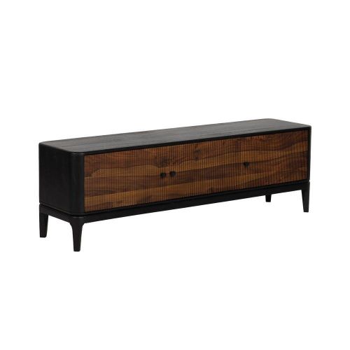 Mueble de TV Esctructura en Madera de Mango y Sheesham Marrón-Negro 612965