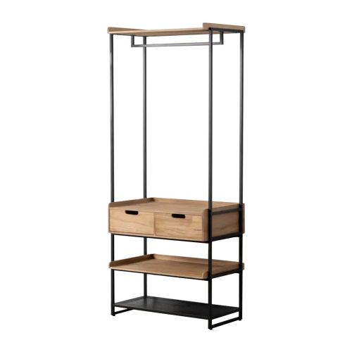 Vestidor Estructura de Metal y DM Natural-Negro con Cajones 615353